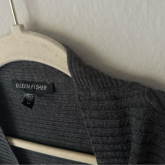 Eileen Fisher Open Front Sleeveless Cardigan Vest 100% Wool Size Medium Grey - Picture 4 of 10